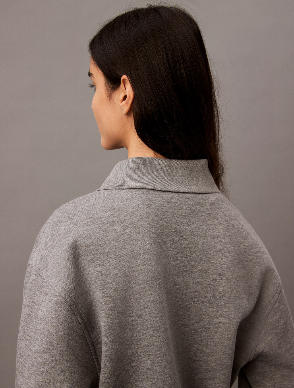 棉質莫代爾抓絨 Polo 衫, Med Grey Heather, hi-res