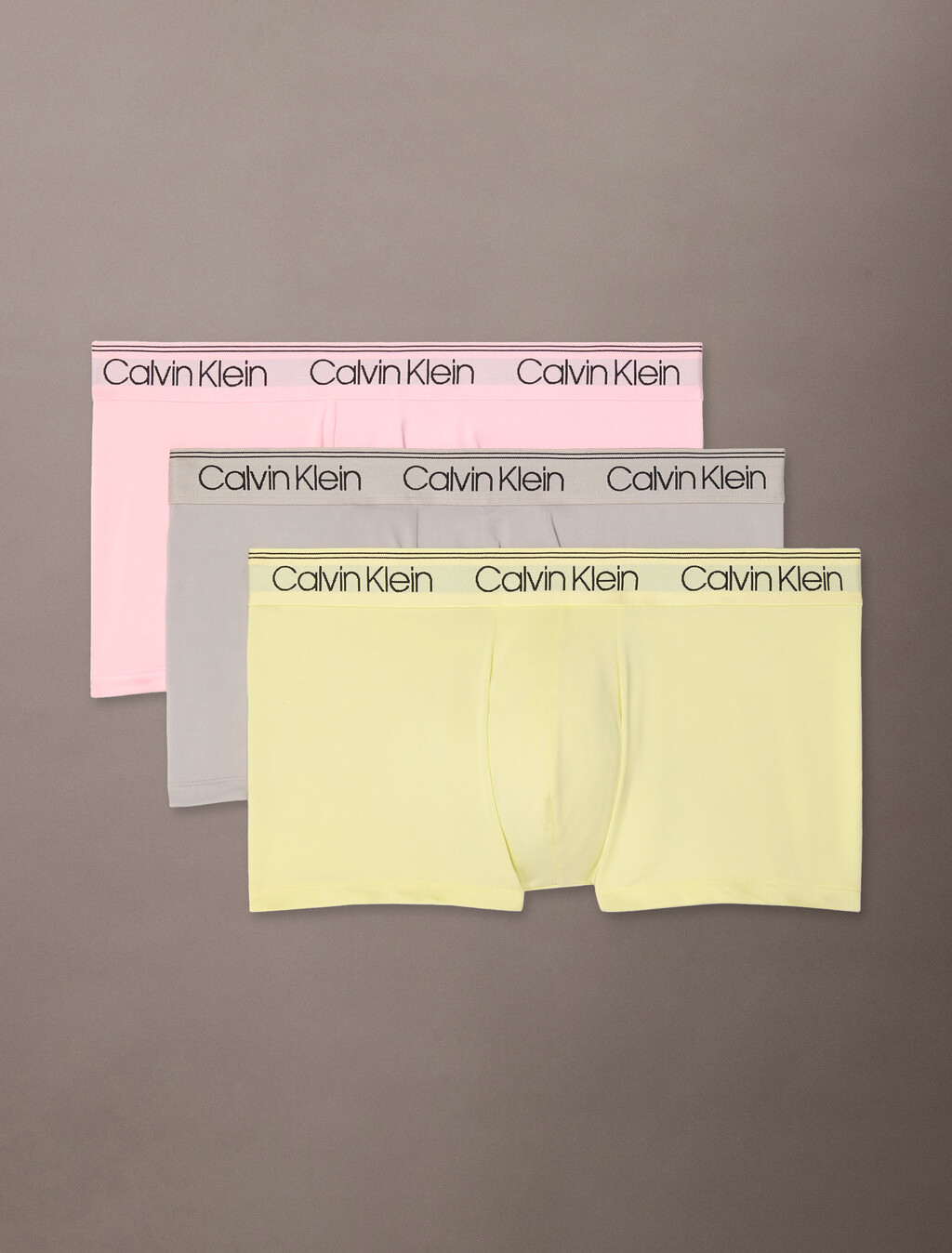Calvin Klein Logo 低腰貼身短版四角褲 3 件組, Ash/Garden Glade/Buff Pink, hi-res