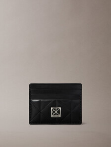 Quilted RFID Emblem Logo Cardholder, Black, hi-res