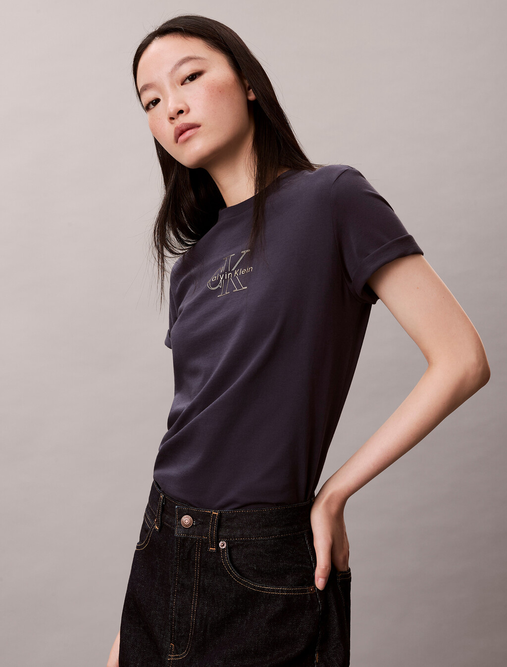Glossy Metallic Logo T-shirt, Inkwell, hi-res