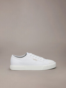Alvaro - Cotton Canvas Logo Trainers, Triple Bright White, hi-res