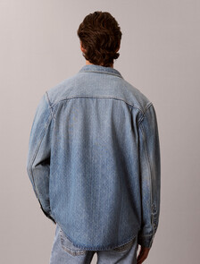 90s Relaxed Logo Denim Overshirt, BOULEVARD BLUES, hi-res