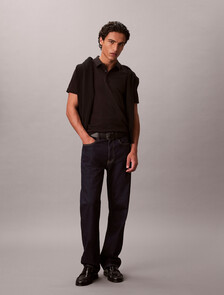 涼感珠地奧特曼領 Polo 衫, Black, hi-res