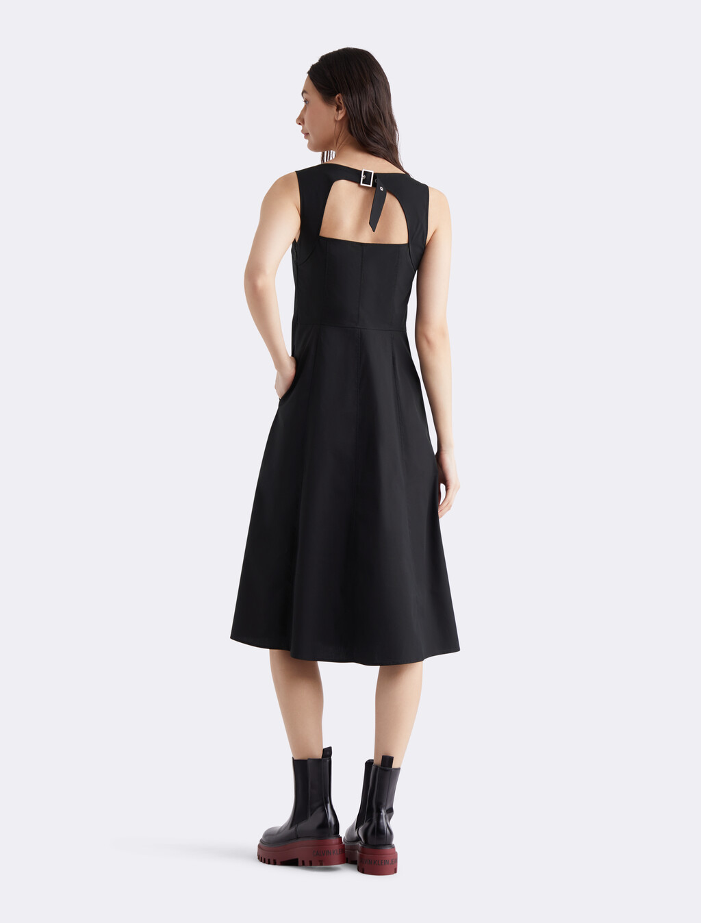 Back Buckle Maxi Dress, CK BLACK, hi-res