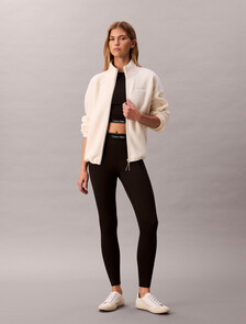 Fleece Relaxed Mock Neck Jacket, Antique White, hi-res