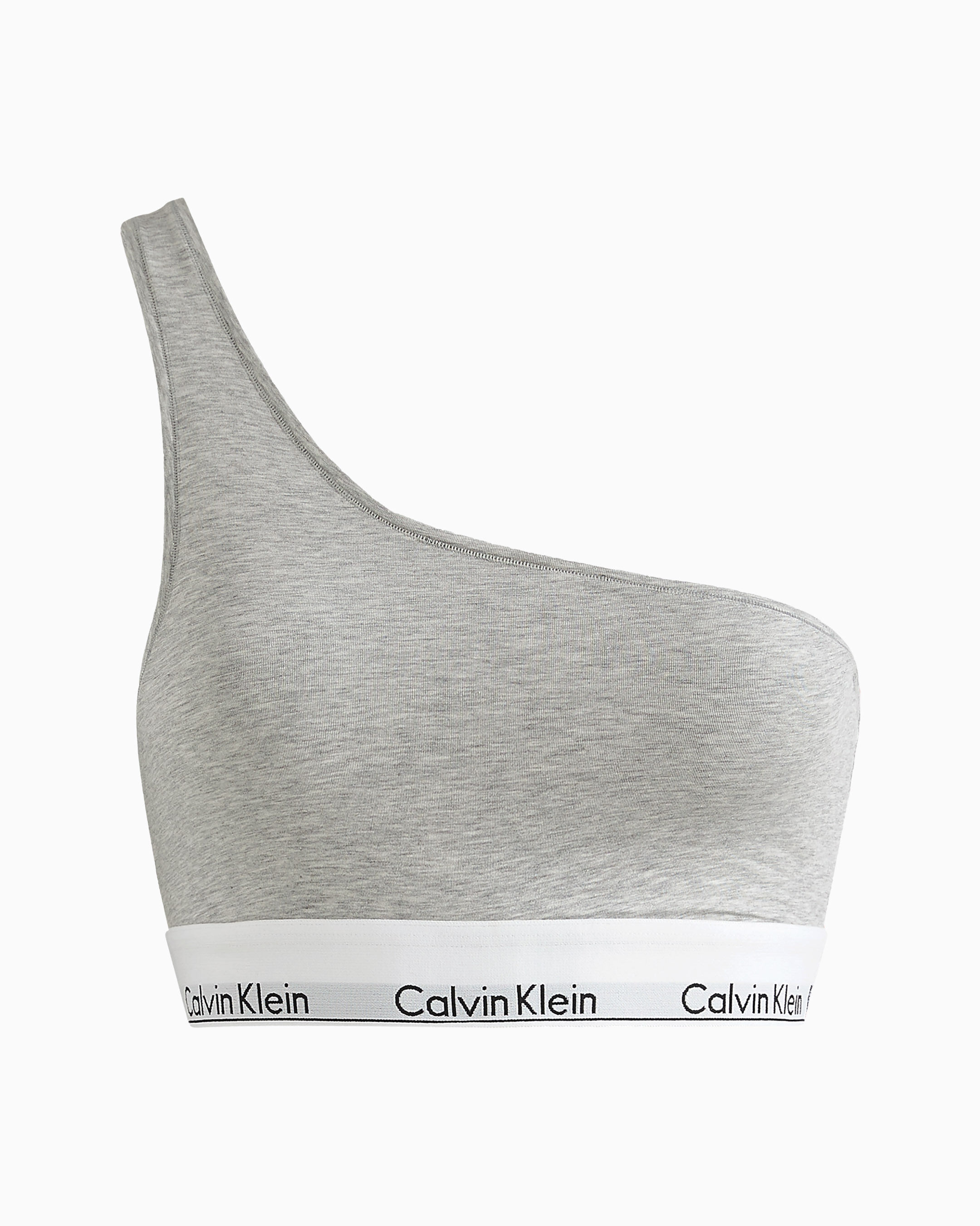 MODERN COTTON ONE SHOULDER LIGHTLY LINED BRALETTE | grey | Calvin