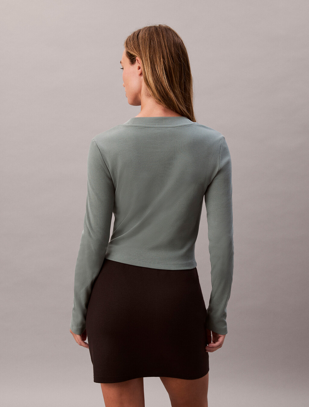 Monogram 標誌長袖貼身 T 裇, Autumn Green, hi-res