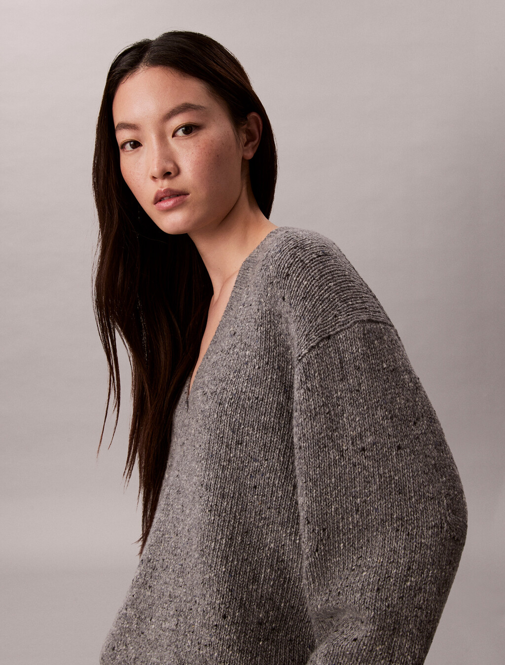 厚實寬鬆 V 領毛衣, Stoneflag, hi-res