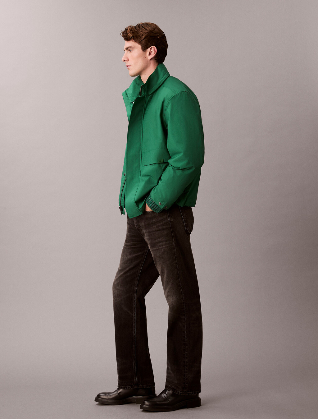 輕盈寬短版風衣, Verdant Green, hi-res