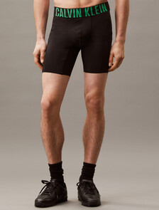 Intense Power Biker Shorts, BLACK W/ BLOSSOM GREEN LOGO, hi-res