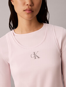 Double Layer Baby Fit Ribbed Long Sleeve Top, Crystal Blush, hi-res