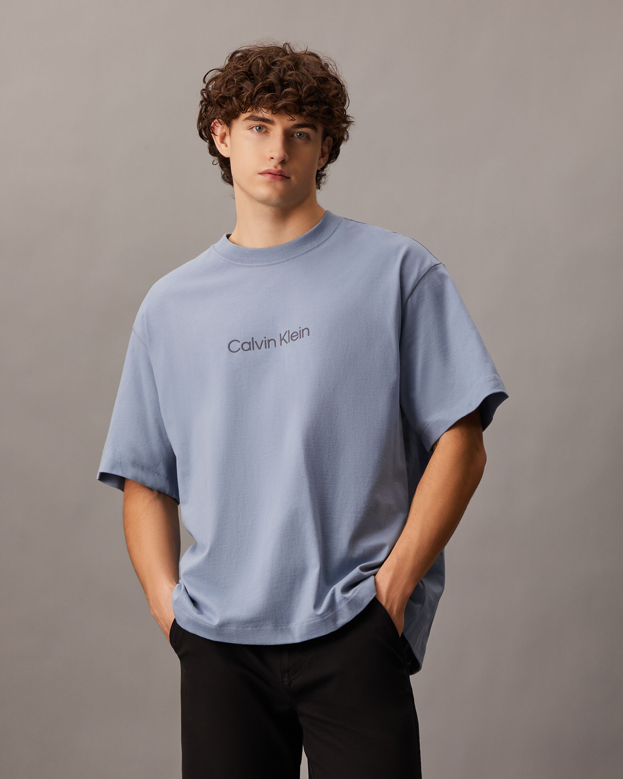 Calvin Logo Crew Neck Tee | blue | Calvin Klein Taiwan