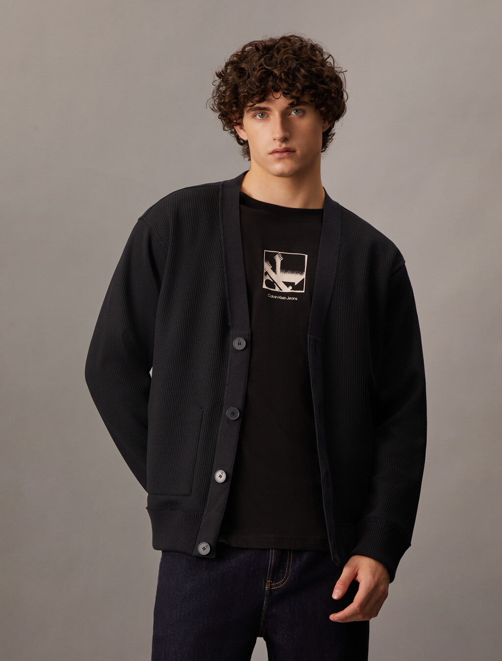 Premium Reversible Cardigan, Ck Black, hi-res