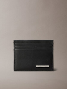 CK Plaque Leather Card Case, Black, hi-res