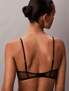 薄襯裡深 V 胸罩 - CK Black Floral Lace, Black, hi-res