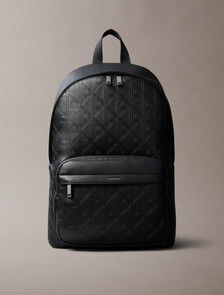 Embossed Emblem Logo Trolley Backpack, Black, hi-res