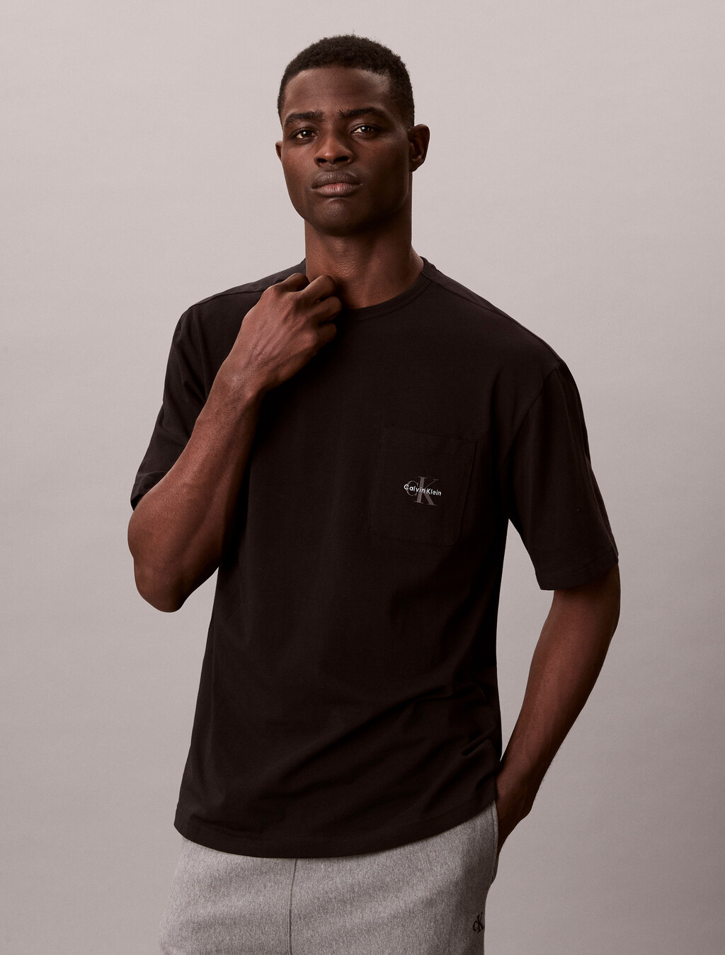 Icon 彈性棉質睡裝上衣, Black, hi-res