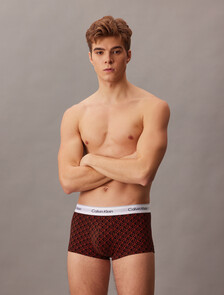 3 件裝低腰平口內褲 - Icon Cotton Stretch, Black/Seamless Emblem_Dark Berry/Adrenaline Rush, hi-res