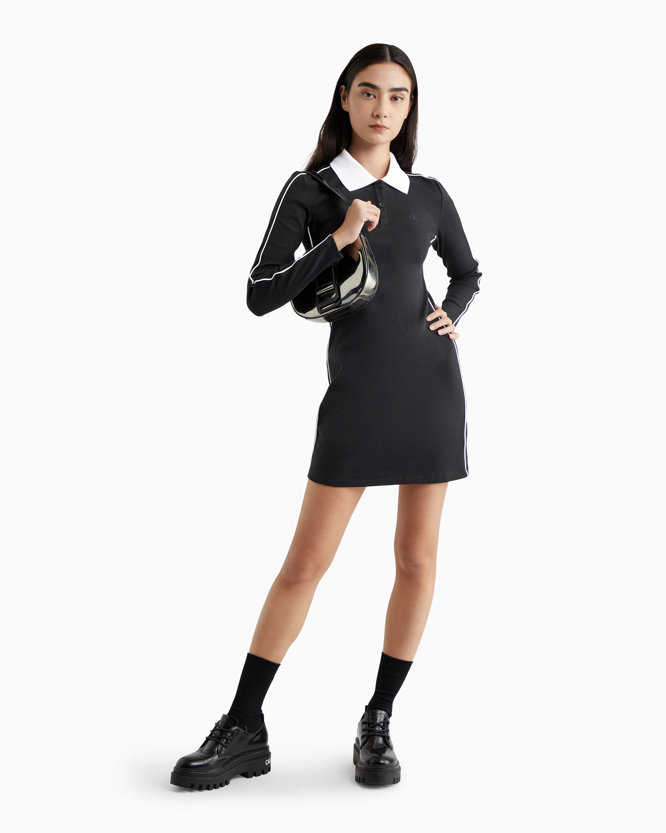 Calvin klein bell sleeve piping detail dress discount