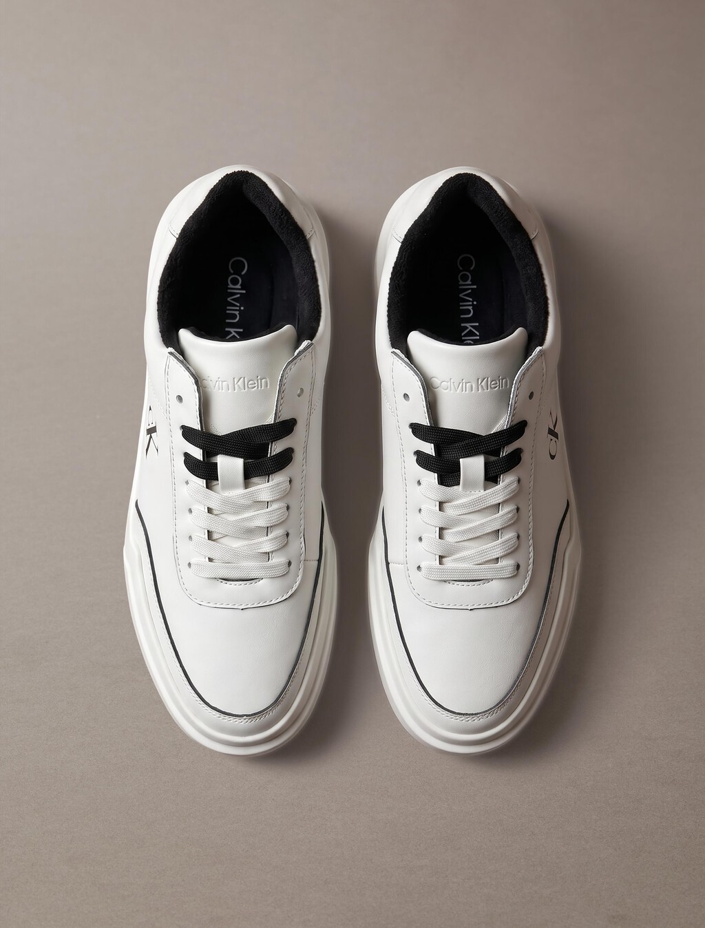 Leather Durable Traction Chunky Trainers, Marshmallow/Black, hi-res