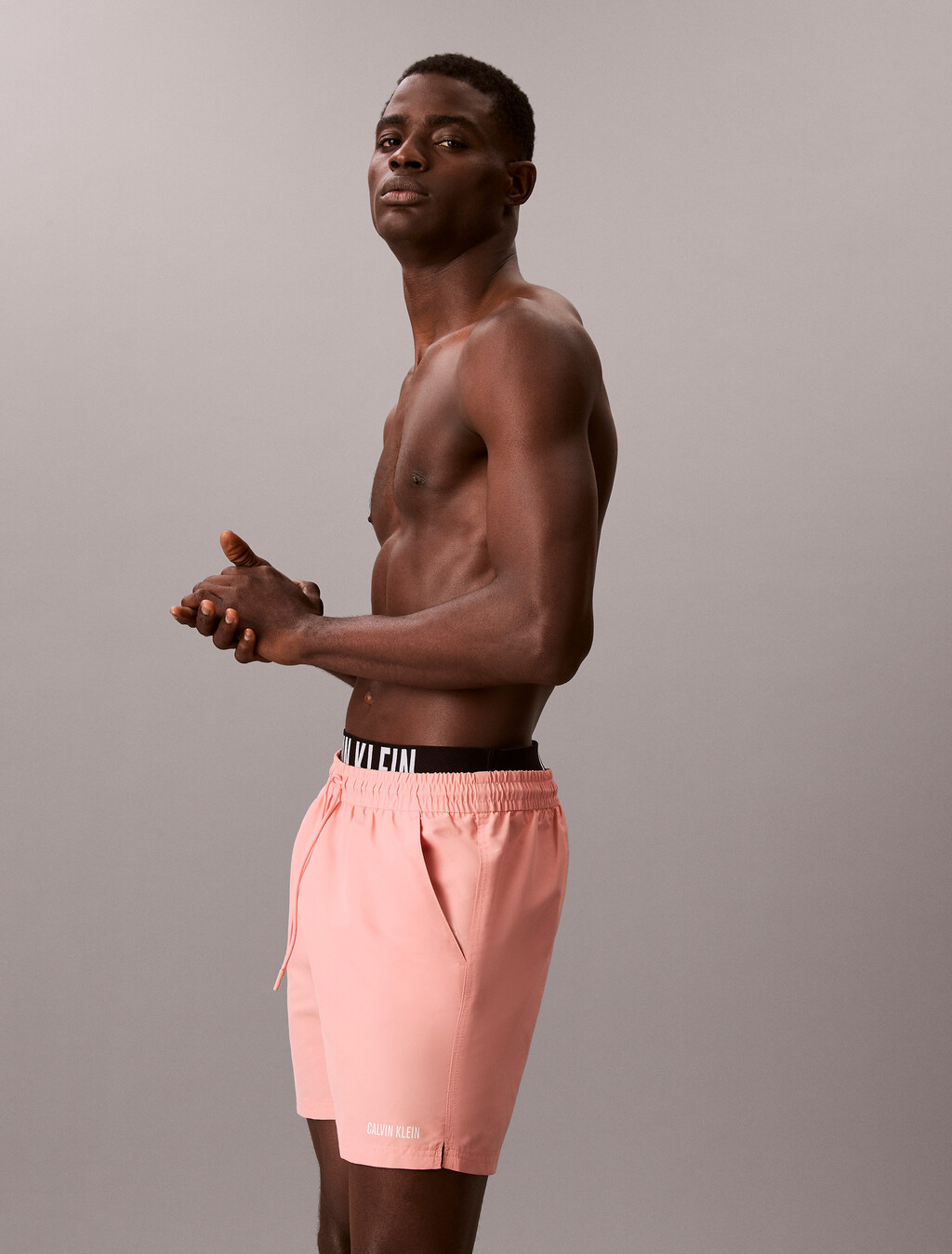 Double Waistband Swim Shorts - Intense Power, Sugar Pink, hi-res