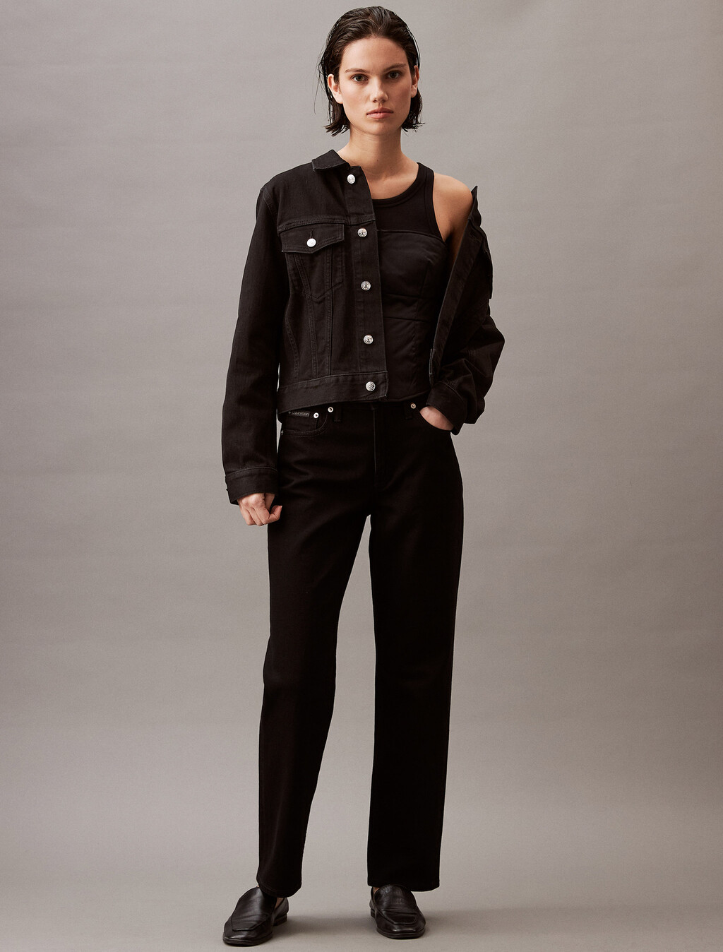 Padded Zip Bustier Top, Ck Black, hi-res