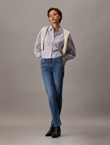 Luxe Lined High Rise Slim Straight Jeans, Denim Dark, hi-res