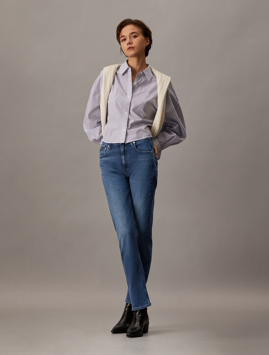 Luxe Lined High Rise Slim Straight Jeans