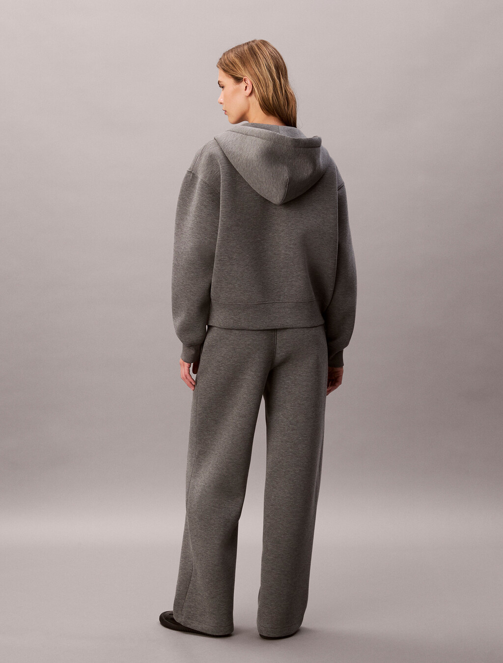 Jersey Wide Leg Joggers, Med Grey Heather, hi-res
