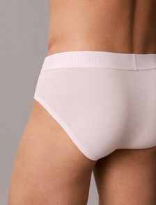 CK Black Cotton Stretch Hip Brief, White, hi-res