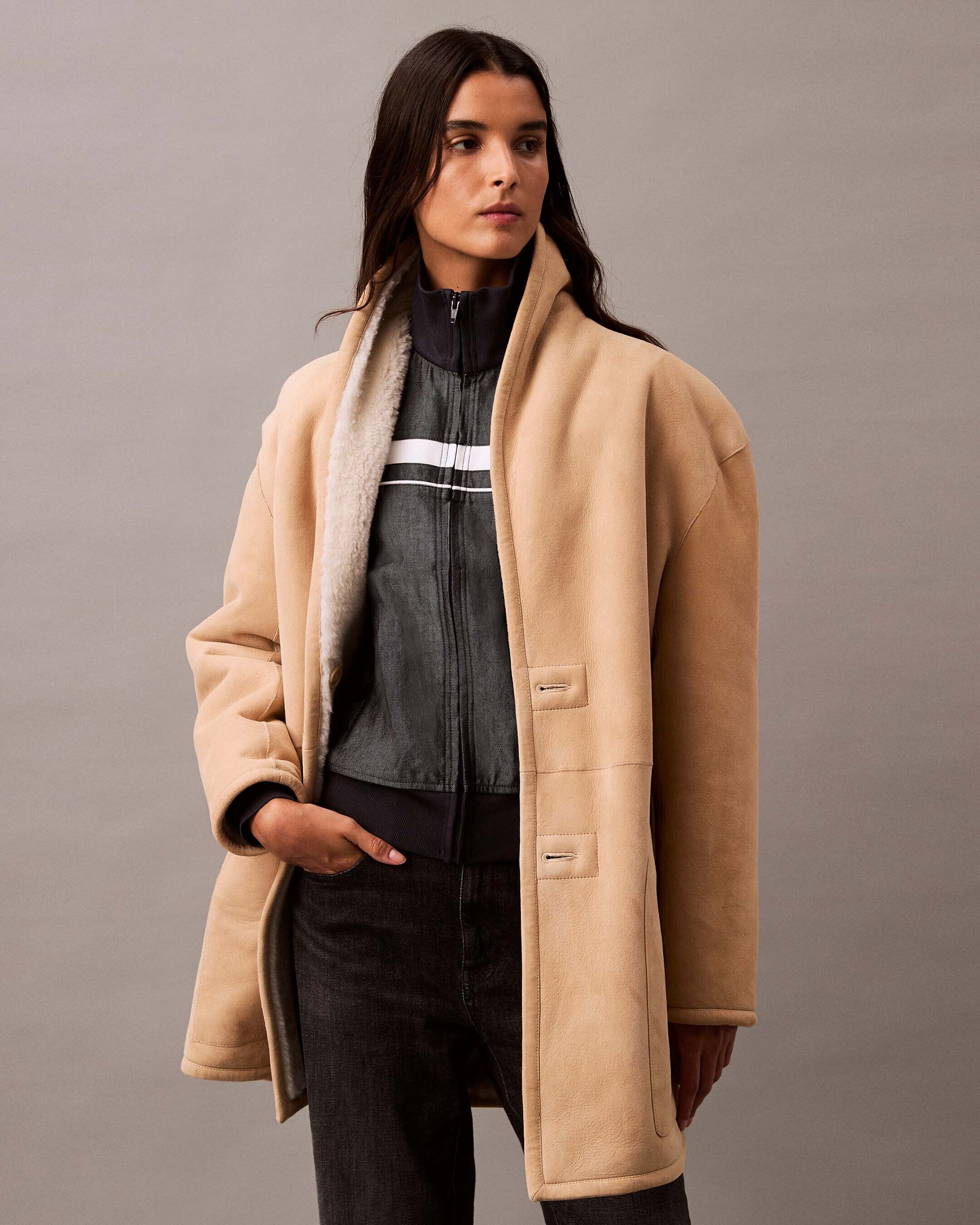 Calvin klein shearling coat online