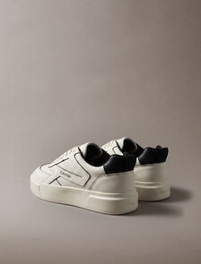 Leather Signature Trainers, Marshmallow/Black, hi-res
