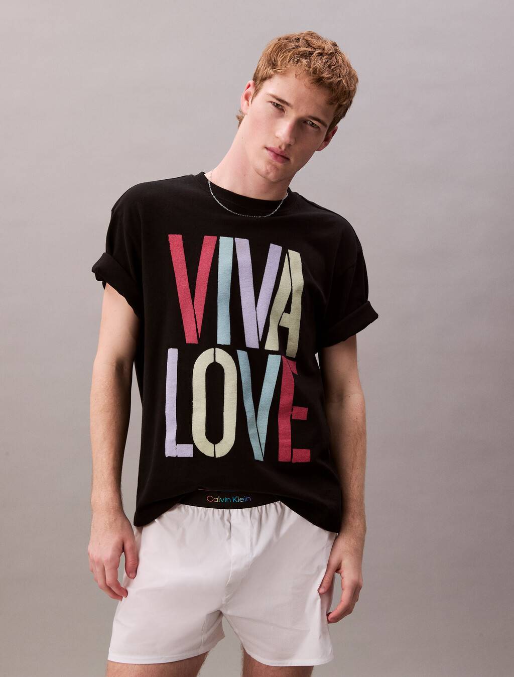 Pride Viva Love 圖案寬版 T 恤, Black, hi-res