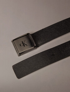 Clamp Plaque Buckle Belt, Black, hi-res