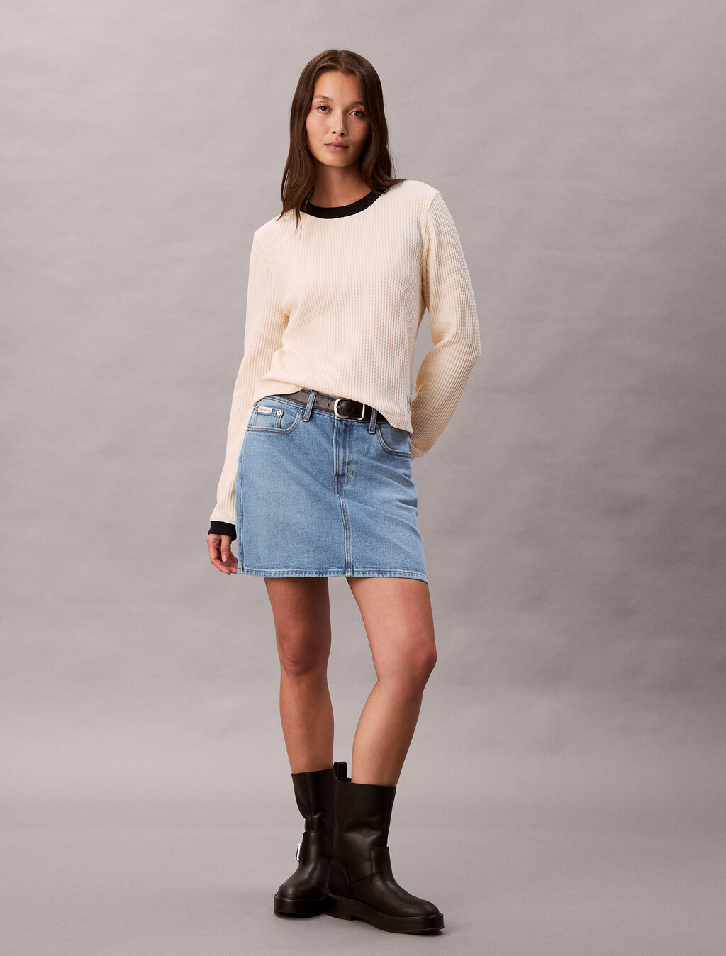 Long Sleeve Waffle T-shirt, Shortbread, hi-res