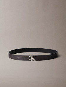 CK Buckle Reversible Tumbled Leather Belt, Black/CK Dark Brown/Brushed Nickel, hi-res