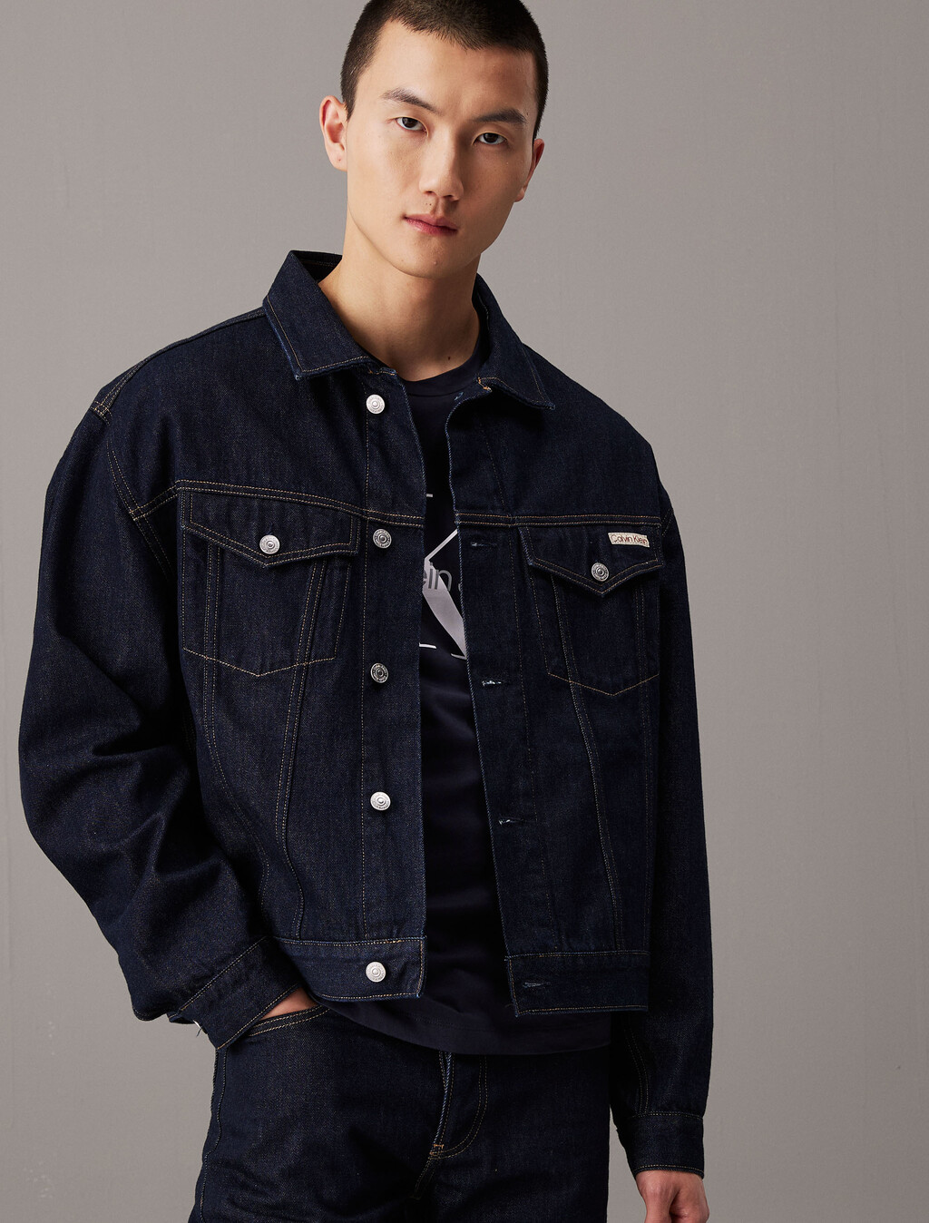 寬鬆牛仔外套, Denim Dark, hi-res