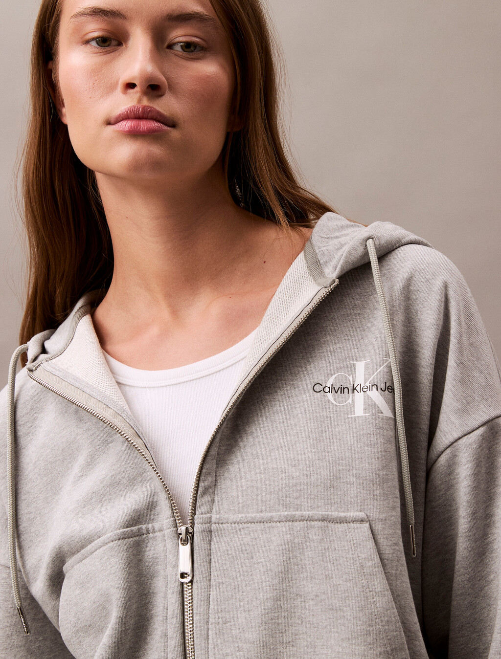 Monogram 棉質毛圈布連帽外套, Heroic Grey Heather, hi-res