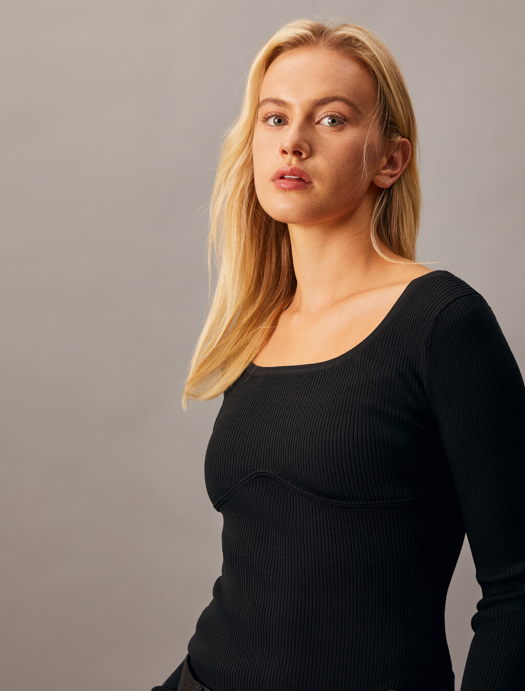 羅紋針織上衣, Ck Black, hi-res