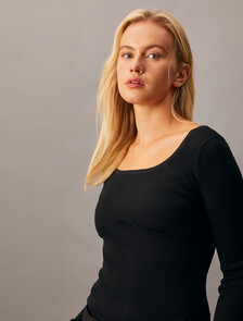 羅紋針織上衣, Ck Black, hi-res