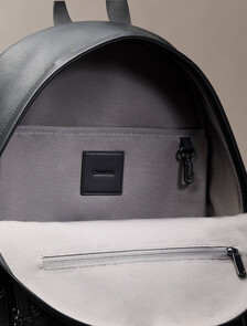 Embossed Emblem Logo Trolley Backpack, Black, hi-res