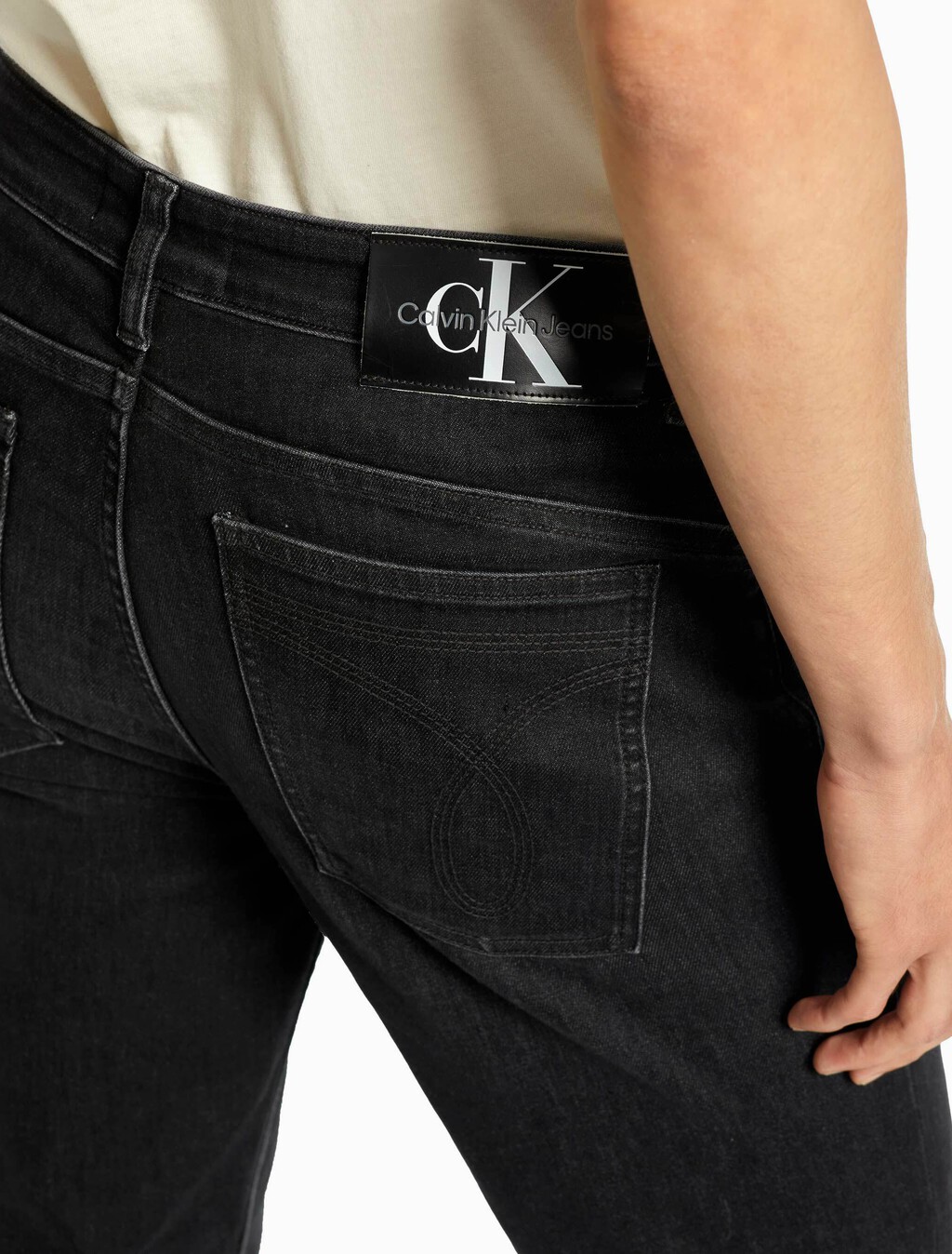 37.5 身體牛仔褲飾有標誌標籤, Black Hanger Logo, hi-res