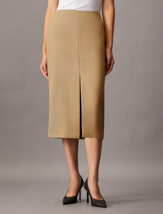 Crepe Wool  Blend Suiting Pencil Skirt