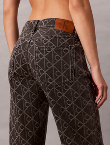 90 年代直筒黑色標誌提花牛仔褲, BLACK EMBLEM, hi-res