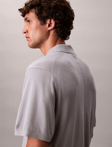 絲質山羊絨 Polo 毛衣, Gray Marble, hi-res