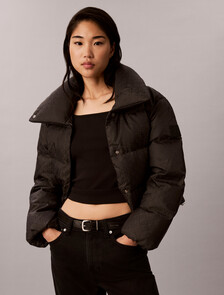 標誌羽絨外套, Black CK Emblem Jacquard, hi-res