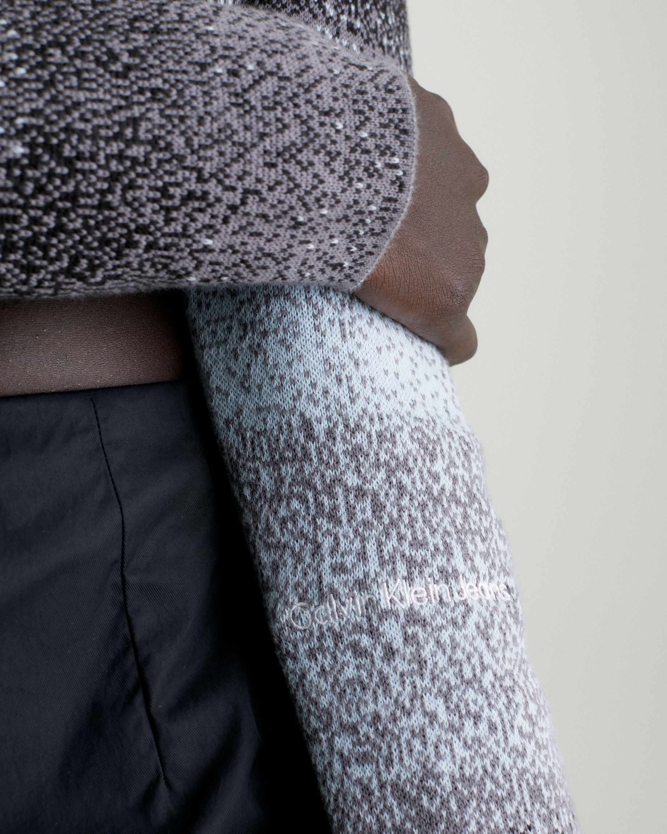 Cropped Jacquard Knit Jumper blue Calvin Klein Taiwan