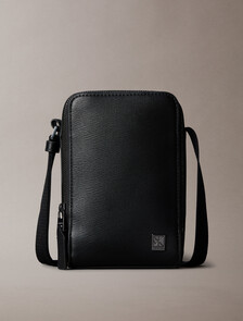 Emblem Hardware Crossbody Phone Bag, Black, hi-res