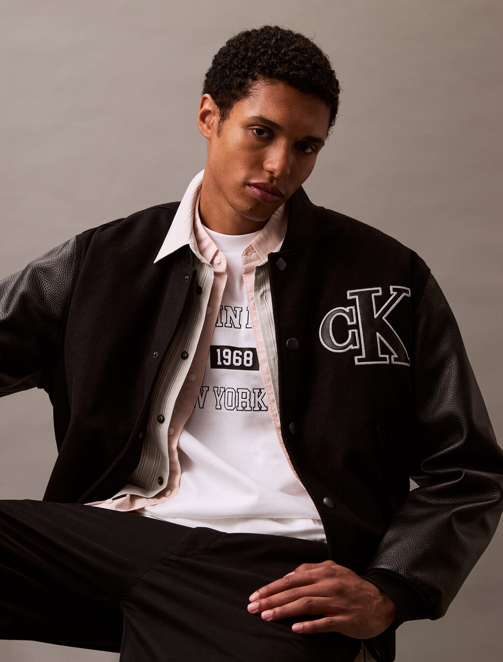Calvin Klein New York Relaxed Varsity Tee, Brilliant White, hi-res