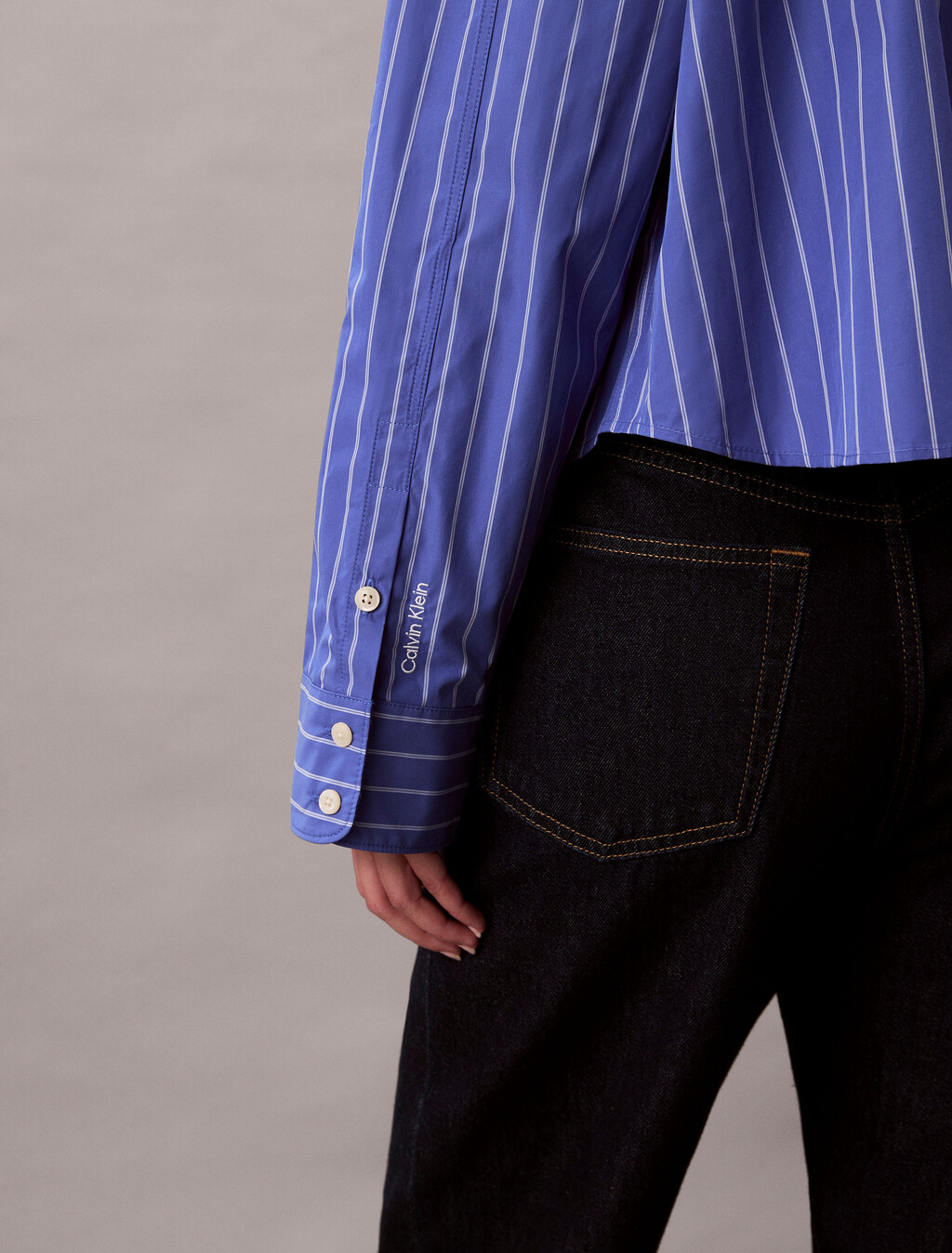 Stripe Cropped Boxy Button-Down Shirt, 19142 CSW25S_W015+6_Amparo, hi-res